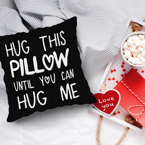 Sufamb Hug This Pillow Until You Can Hug Me Throw Pillow Covers, 18 x 18 Pillow Case, for Boyfriend Girlfriend Birthday Gifts, Long Distance Relat...