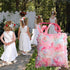 Reusable pink fabric gift bags cute Set of 2 with handles washable floral bags for women 10x10 inches for wedding flower girls birthdays ballerina...