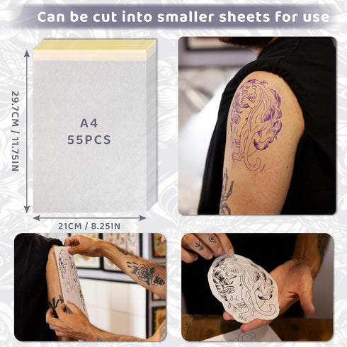 Tattoo Transfer Paper, 55PCS Tattoo Stencil Paper, Thermal Stencil Paper for Tattooing Transfer Kit, 4 Layers A4 Size DIY Tattoo Tracing Paper Tat...