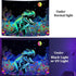 Blacklight Dinosaur Tapestry, Fantasy Neon Funny Dino Frog Mountain Art UV Reactive Tapestries, Cool Fairytales T-Rex Galaxy Space Glow in the Dar...