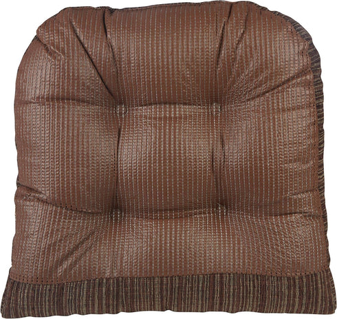 Klear Vu Gripper Overstuffed Universal Non-Slip Dining Chair Cushions for Kitchen Decor, 2 Count (Pack of 1), Chenille Chocolate Brown...