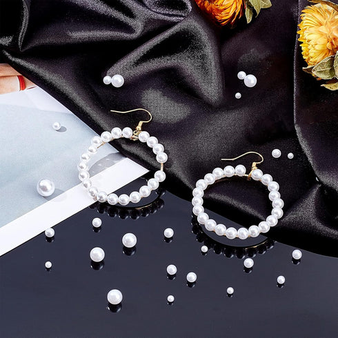 PH PandaHall 1100pcs Undrilled Pearl Beads No Holes White Pearl Beads 2.5/3/4/5/6/8mm Mini Bead Vase Filler Faux Pearls for Wedding Nail Table Sca...