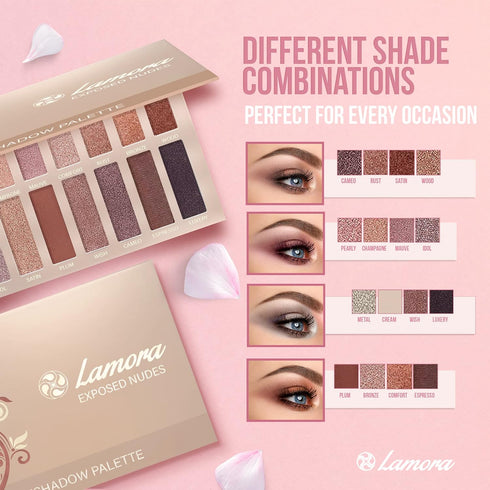 Lamora Eyeshadow Palette Makeup - Eye Makeup Palette with 16 Highly Pigmented Matte & Shimmer Shades - Vegan & Blendable...