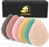 Konjac Exfoliating Organic Cleansing Facial Sponges Set - Natural Walnut Charcoal Konjac Face Sponge for Exfoliator Skincare Makeup Removal Body W...
