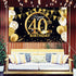 Blulu 40th Birthday Party Decoration, Extra Large Fabric Black Gold Sign Poster for 40th Anniversary Photo Booth Backdrop Background Banner, Birth...