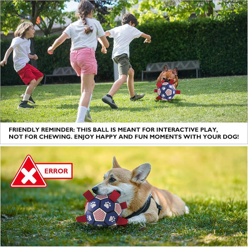 Dog Soccer Ball, 6'' World Cup Outdoor Interactive Dog Ball Toy, Dog Birthday Gift Toy for Tug of War,Puppy Toy, Dog Water Toy for Small&Medium Do...
