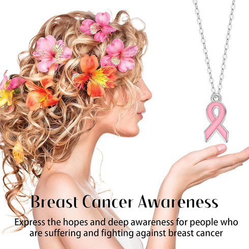 100 Pcs Breast Cancer Charms for Jewelry Making Awareness Ribbon Charm Beads Hope Ribbon Pendant Charms for DIY Craft Making Supplies Jewelry...