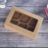 ONE MORE Cupcake Boxes with Inserts 6 Holders,9.5x6.3x3inch Large Brown Kraft Standard Bakery Boxes with Window Food Grade Cake Carrier Container ...