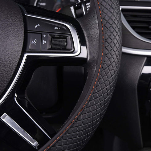 FH Group Universal Fit Leatherette Dual Material Silicone Anti-Slip Ultimate Protection Flexible Steering Wheel Cover fits Most Cars, SUVs, Trucks...