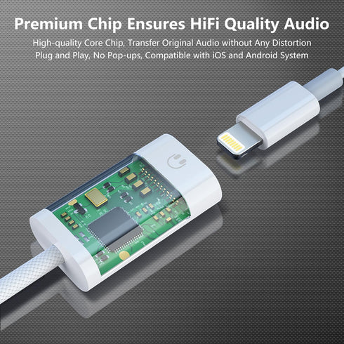 USB C to Lightning Audio Adapter, USB Type C Male to Lightning Female Earphone Converter Compatible with iPhone 15/15Pro, iPad Pro, Galaxy S23/S22...