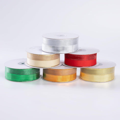 Copper Wired Ribbon,Neutral Christmas Wired Metallic Glitter Double Face Ribbon for Gift Wrapping, Party Favors, Home Décor, DIY Crafts (1.5" Wide...