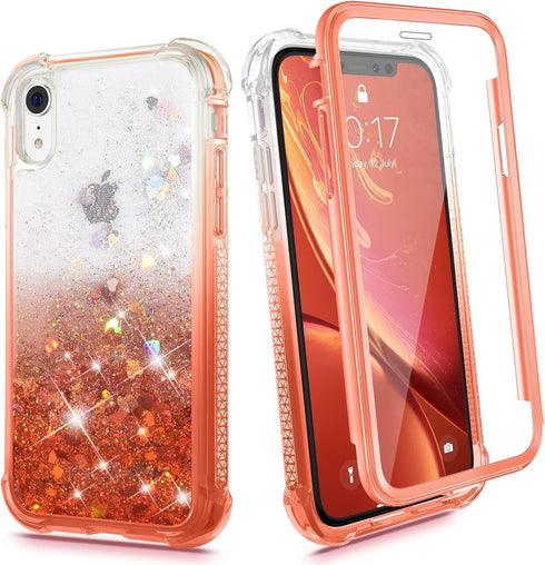 Ruky for XR Case, Glitter Clear Full Body Rugged Liquid Cover with Built-in Screen Protector...