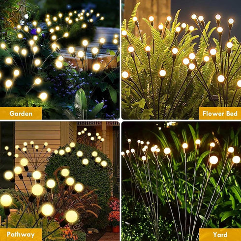 2 Pack Solar Garden Lights, 10 LED Solar Firefly Light Outdoor Waterproof, 8 Modes Solar Outdoor Lights, Swaying Solar Garden lights for Landscape...