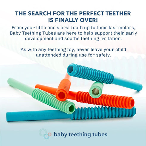 Baby Teething Tubes - Made in The USA Baby Teething Toys - Soft & Durable Infant Toys and Toddler Silicone Teether - 7 Inches, Pink - Baby Must Ha...