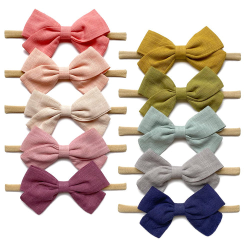 Cherssy Baby Girl Headbands and Hair Bows, 10pcs Stretchy Nylon Hairbands for Newborn, Infant, Toddlers...