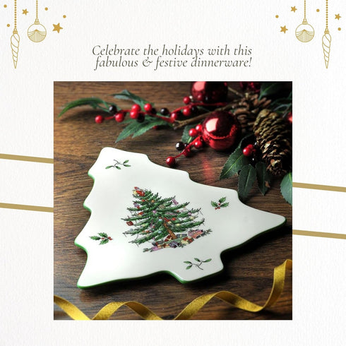 Spode Christmas Tree Trivet - 8" Heat Resistant Porcelain Christmas Holiday Tabletop Protector - Dishwasher Safe...