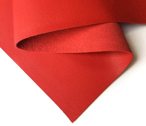 Real Bright RED Leather Material: Genuine True Red Lambskin Leather Sheet for Crafting, Sewing and Personalized Leather Projects (True Red, 8x10In...