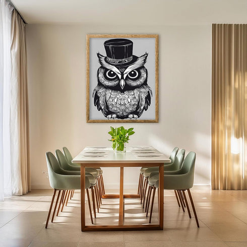 Posterizer 1 pcs- dapper gothic owl with a top hat-Gothic Art-Art for Animal Lovers- Living Room Bedroom Decor- unframed wall art...