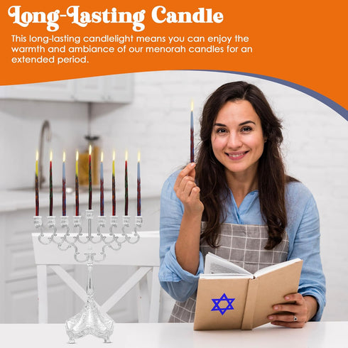Majestic Giftware Multicolor Hanukkah Candles - CP20 | 45 Dripless Handcrafted Chanukah Candles for All 8 Nights of Hanukkah | Manufactured by Saf...