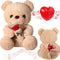 Hungdao Bear Stuffed Animal with Voice Recording 14 Inch Cute Plush Bear with Rose 60 Seconds Voice Sound Recorder Module Plush Recordable Toy wit...