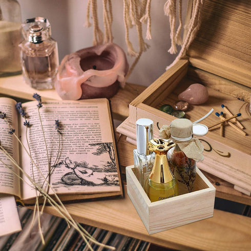Rustic Wooden Box Small Wooden Box,4 Pieces Small Wood Square Storage Organizer Container Craft Box Small Wooden Box for Collectibles Home Venue D...