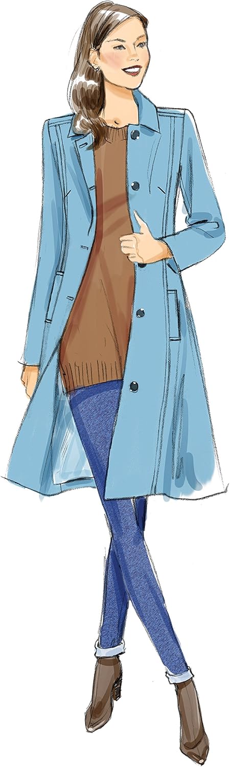 Butterick Patterns B6385 E5 Misses' Funnel-Neck, Peter Pan or Pointed Collar Coats with Custom Cup Sizes by Lisette, Size 14-22 (6385)...