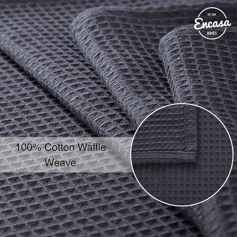 Encasa Homes Anti-Odour Waffle Kitchen Dish Towels, 28"x18" (4 Pc Set) Highly Absorbent, Tea Towels for Cleaning & Quick Drying, Cotton - Grey...