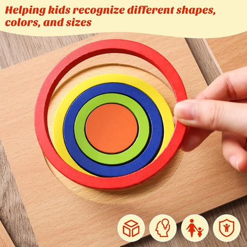 MCPINKY 3 Sets Toddler Puzzles, Wooden Shape Sorting Puzzles Montessori Puzzles Preschool Wooden Sensory Toys Age 1-3...
