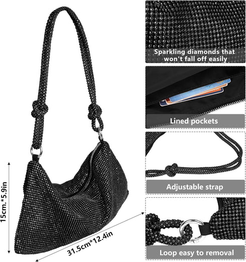 Lady Evening Clutch Handbag Sparkling Women's Clutch Purses Glitter Handbag Classic Shoulder Bag for Wedding Prom Party...