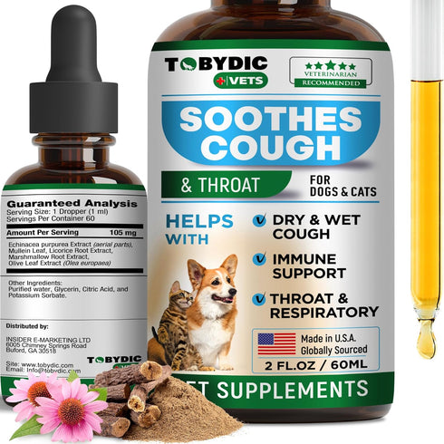 Natural Dog Cough Medicine & Antibiotic for Cats Respiratory Infection - Sneezing Relief & Kennel Cough Treatment - Trachea Collapse & Pet Asthma ...