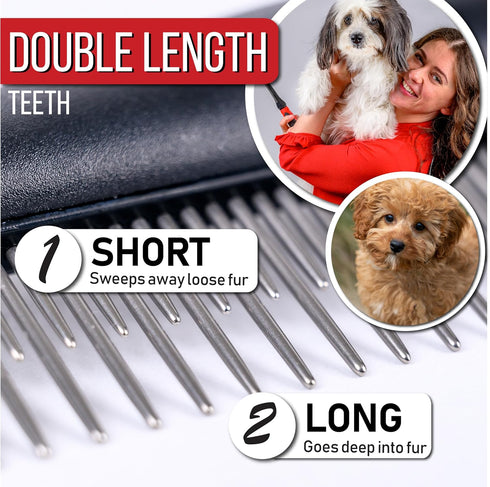 Poodle Comb for Dogs with Rotating Teeth - Smoothest Pet Comb with 5-in-1 Features for Dematting - Dog Essentials for Small Medium and Large Dog...