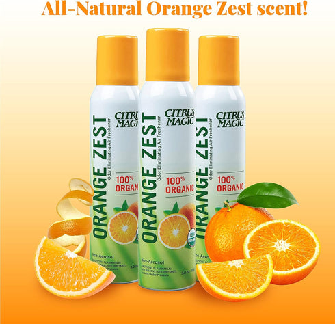 Citrus Magic Organic Natural Odor Eliminating Air Freshener Spray, Orange Zest, 3-Ounce, Pack of 3...