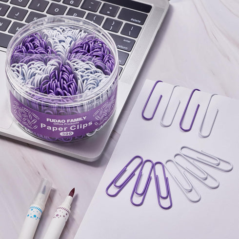 300pcs Large Paper Clips, Purple and White Jumbo Paperclips, 2 Inch (50 mm) Paper Clip for Office School Document Organizing...