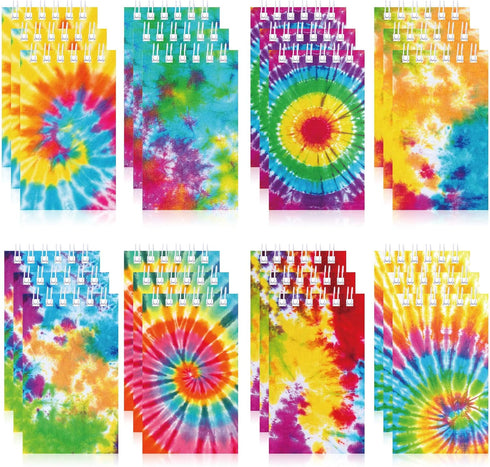 24 Pcs Mini Tie Dye Notebooks Pastel Art Party Small Notepads Tie Dye Spiral Pocket Notebook Party Hippie Mini Notepad for Kids Teacher Classroom ...