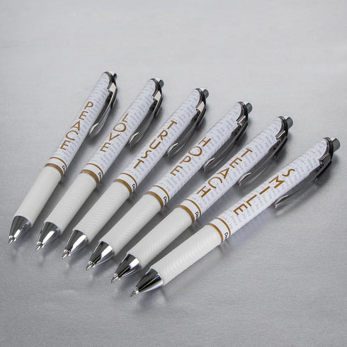 Pentel® EnerGel™ Inspire Pens, Medium Point, 0.7 mm, White Barrel, Black Ink, Pack Of 6 Pens...