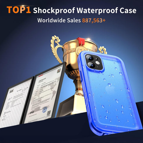 Cozycase Compatible with iPhone 12 Pro Max Waterproof Case - Full Body Rugged Dustproof Shockproof Cover Bumper Case with Built-in Screen Protecto...