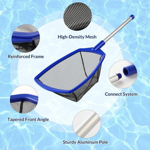 Pool Hot Tub Skimmer Spa Net - Pool Skimmer Net with Aluminum Pole, 26.4'', Ultra Fine Mesh Net Skimmer Rake, Swimming Pool Hand Leaf Skimmer Net,...