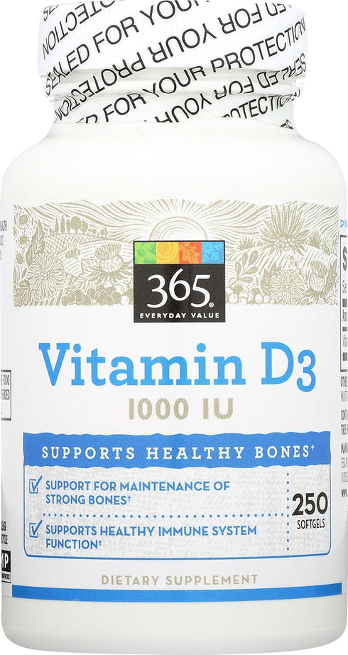 365 Everyday Value, Vitamin D3 1000 IU, Capsule, 250 ct...
