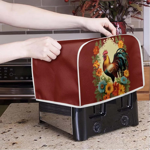 Chicken Sunflower Toaster Cover 2 Slice Wide Slot Small Appliance Covers Machine Washable Kitchen Decor Accessories Toaster Oven Cover Retro Roost...