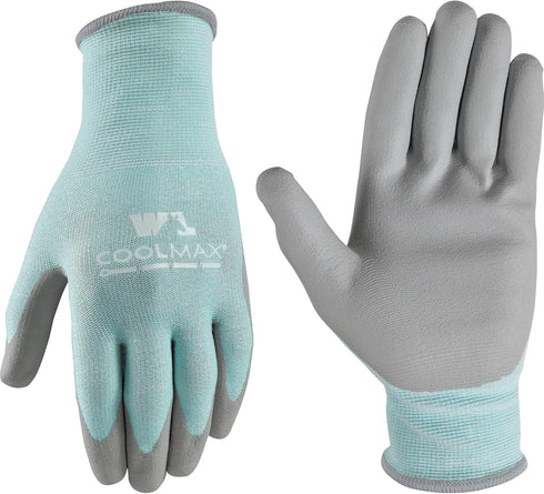 Wells Lamont Women's COOLMAX PU Coated Work Gloves, Medium (500M), Aqua...