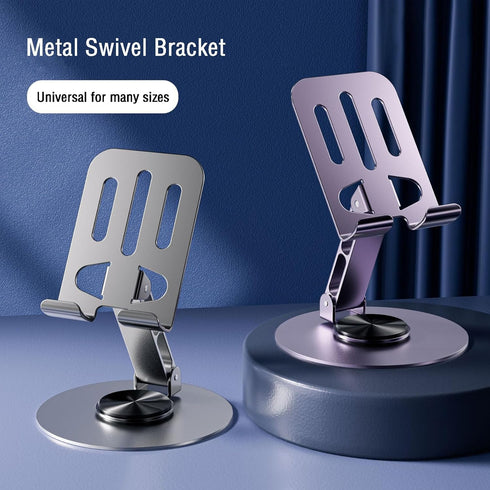 Newest 360° Rotatable Dual Folding Cell Phone Stand for Desk, Fully Adjustable Foldable Desktop Phone Holder Cradle Dock Compatible with Phone 15 ...