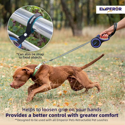 Retractable Dog Leash Add-On Accessory - Hand and Wrist Strap - for greater comfort, loosen Grip for your hands and better control - Classic Blue...