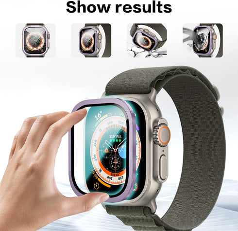 Suoman 2-Pack for Apple Watch Ultra 2 49MM Case/Ultra 49MM Case, Waterproof Ultra-Thin Full Coverage Metal Tempered Glass Screen Protector Cover C...
