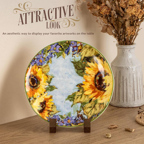 Plate Display Stand, 6 Inch Plate Holder for Displaying, Decorative Picture Frame Dish Photo Plaque Platter Wood Stand...