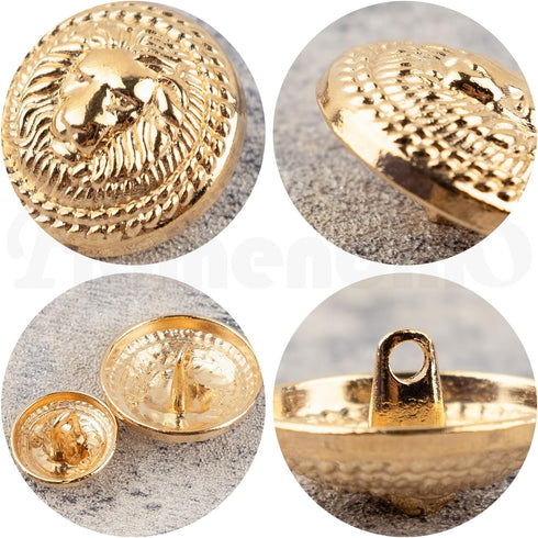 Framendino, 30 Pack Vintage Gold Lion Head Buttons Metal Blazer Button for Clothes Crafts 15mm 23mm...