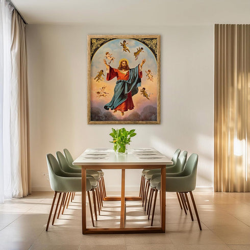 Posterizer 1 pcs-Christ in majesty with black and white putti painting poster-Religious Posters-Gifts for Christians- unframed wall art...