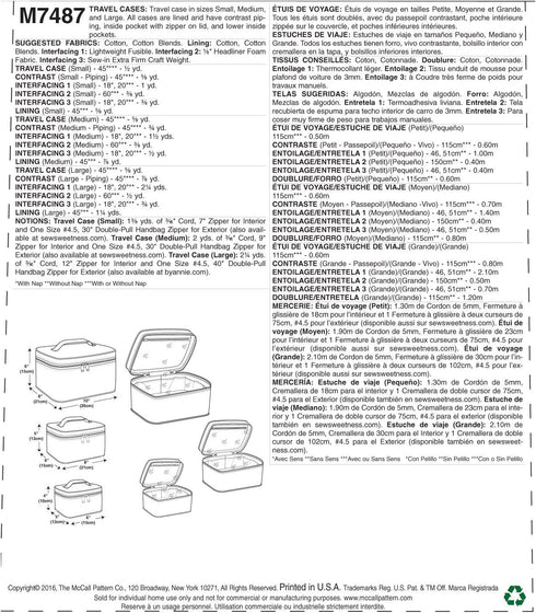 McCall Patterns Travel Cases in Three Sizes Sewing Pattern...