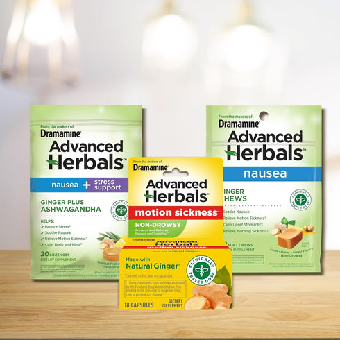 From the Makers of Dramamine, Advanced Herbals, Ginger Chews, Nausea Relief Soft Chews Lemon-Honey-Ginger, 20 Count...