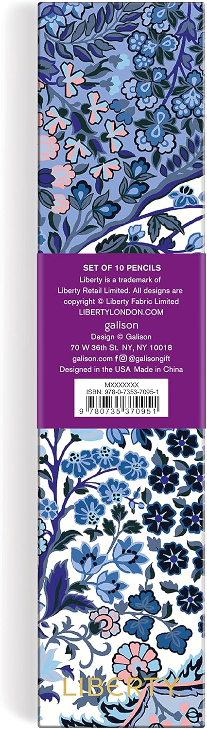 Galison Liberty Tanjore Gardens Pencil Set from Features 10#2 Wooden Pencils with Printed Floral Designs on Each, Stylish Pencils, Makes a Great G...