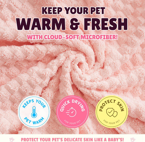 Microfiber Dog and Cat Towel Set – Quick-Dry, Soft Bath and Grooming Towels for Pets, Includes 2 Different Sized Towels – Cloud Pet Towels...
